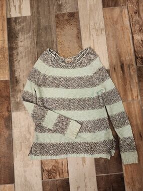 Mudd Mint and Gray Striped Crewneck Sweater Y2K
